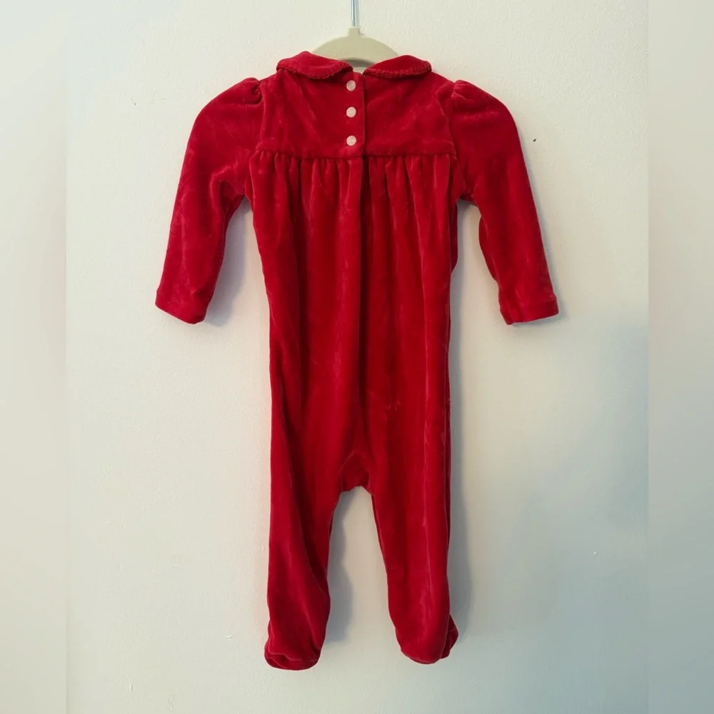 Ralph Lauren Red Velour Christmas Footie